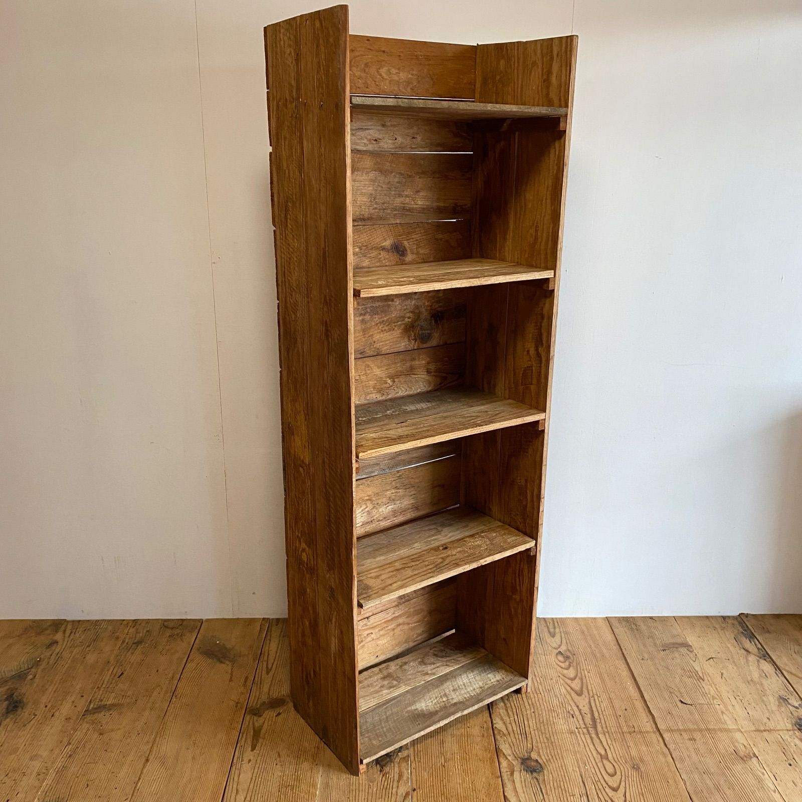 アンティーク 古家具 無垢材 スリム 本棚 縦長 収納棚 飾り棚 y364