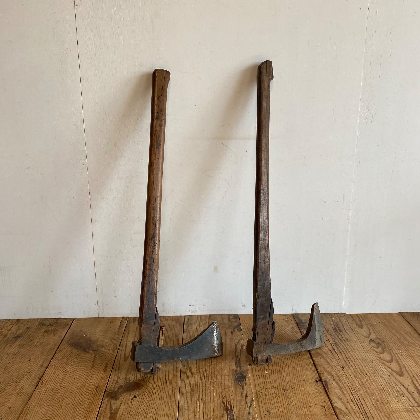 アンティーク 古道具 斧 まさかり アックス はつり 2本セット 農具 古民具 y 365