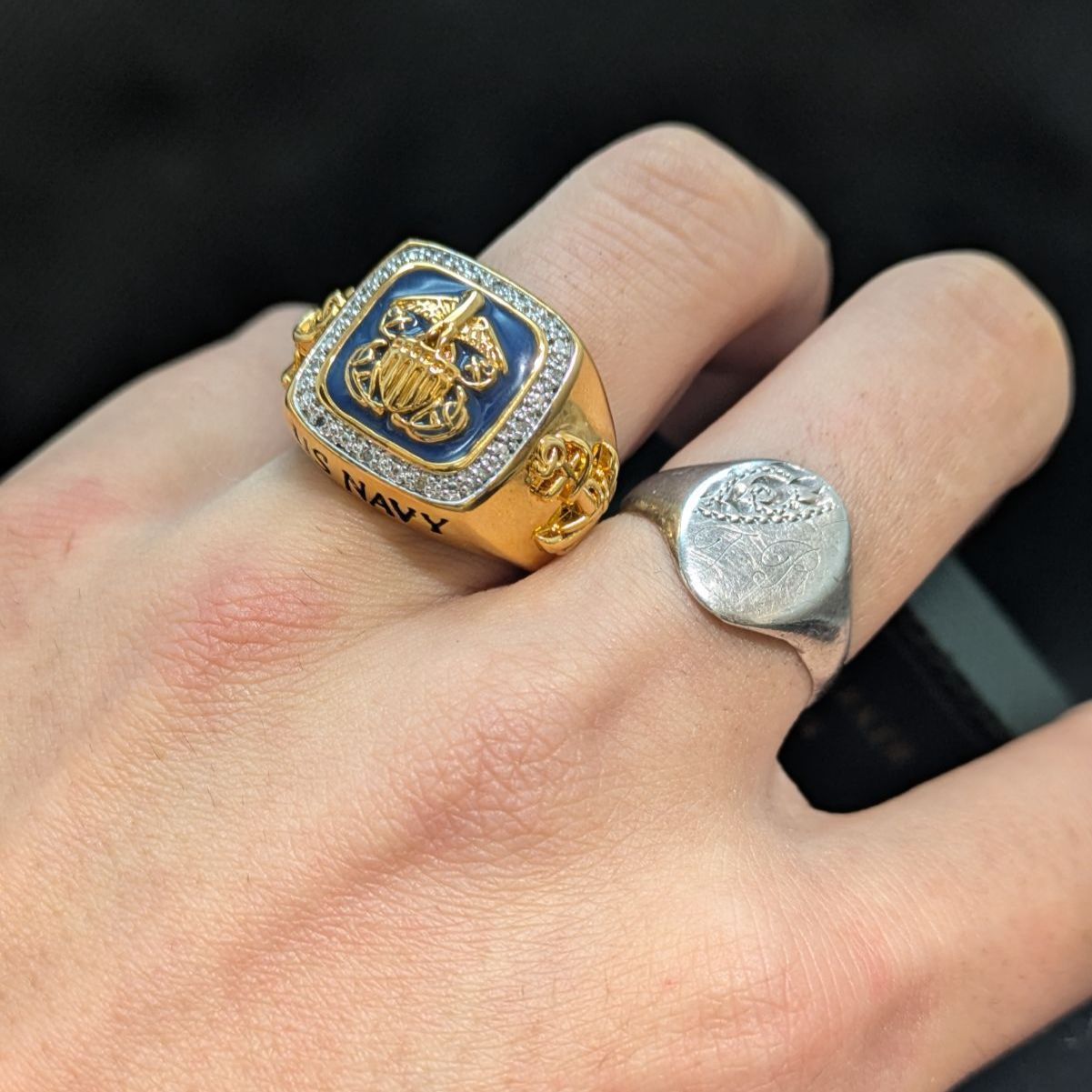 ダンベリーミント 米海軍 US NAVY リング 18.5号 14Kゴールドメッキ