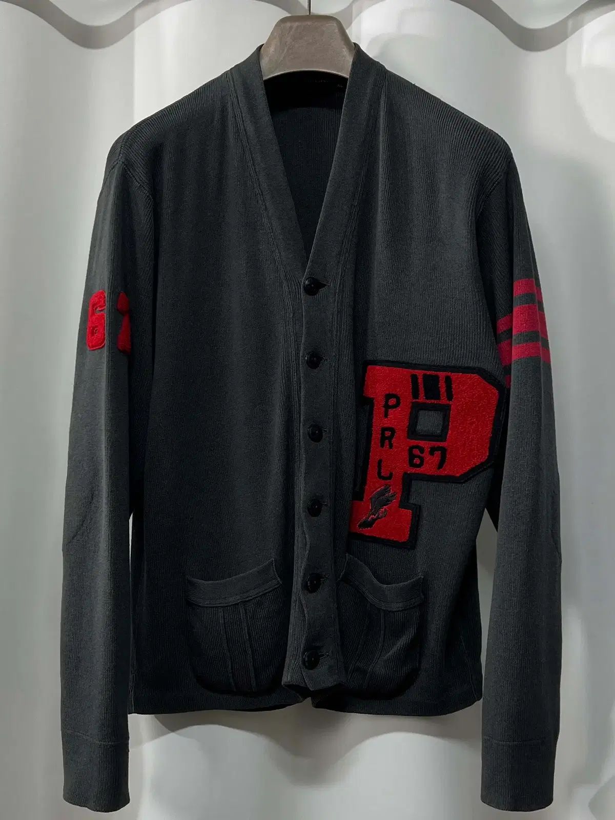 ポロラルフローレン レターマン ユニバーシティ スウェット スタジャン カーディガン ジャケット