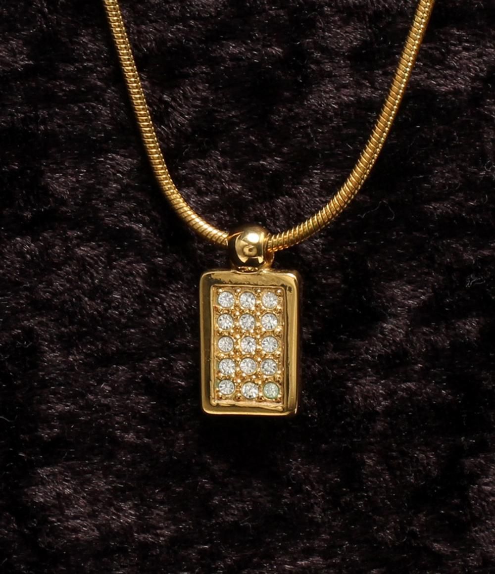 クリスチャンディオール ネックレス トロッタープレート ロゴ ラインストーン レディース Christian Dior