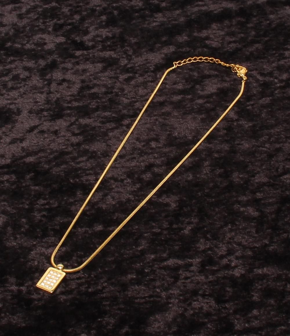 クリスチャンディオール ネックレス トロッタープレート ロゴ ラインストーン レディース Christian Dior