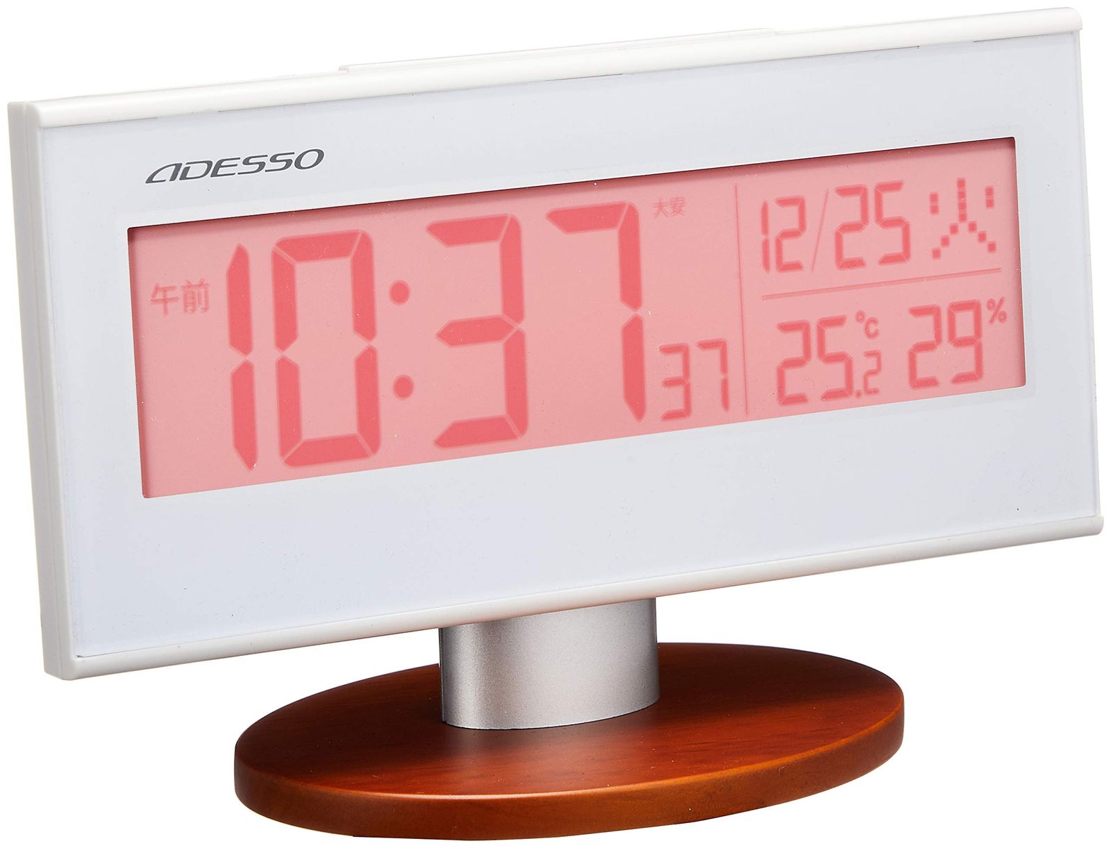 ADESSO(アデッソ) 目覚まし時計 パステルカラー 電波時計 六曜 温度 湿度 日付表示 置き掛け兼用 ピンク AX-200PK 