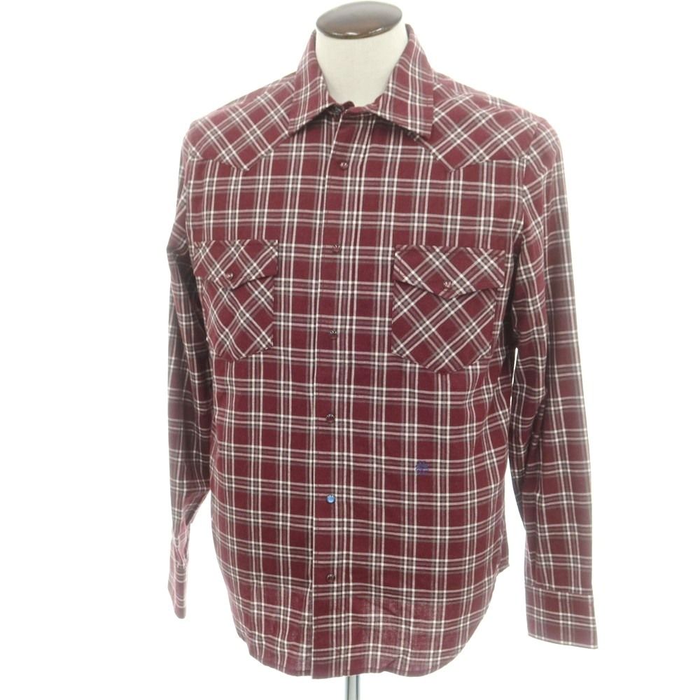ヤコブコーエン JACOB COHEN コットン チェック ウエスタンシャツ バーガンディxホワイト サイズL メンズ