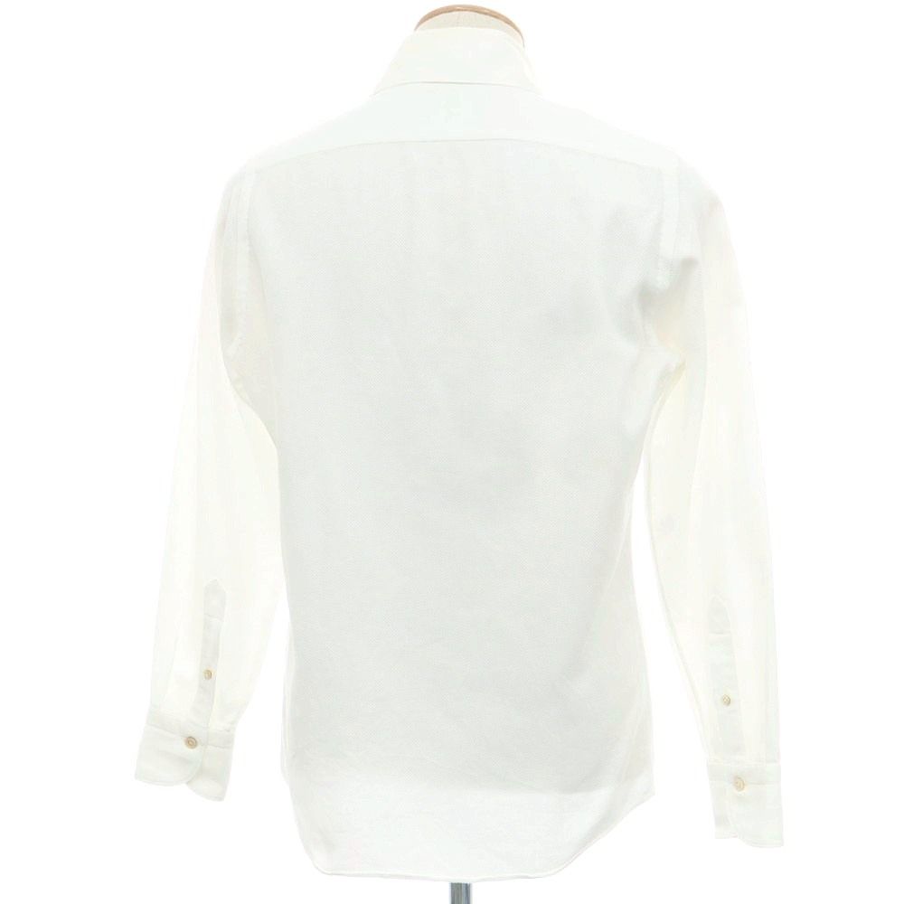 フィナモレ　ホワイト 長袖シャツ ホリゾンタルカラー フィナモレ ホワイト 長袖シャツ ホリゾンタルカラー