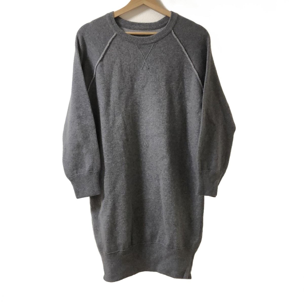 MM 6 エムエムシックス チュニック サイズS レディース - グレー クルーネック 長袖 ニット