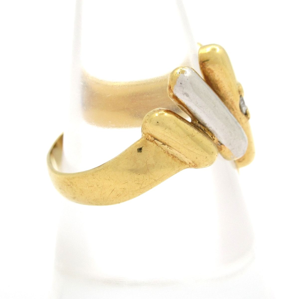 Unbranded ノーブランド リング K 18 YG×Pt 900×ダイヤモンド 総重量 5.5 g 0.03刻印