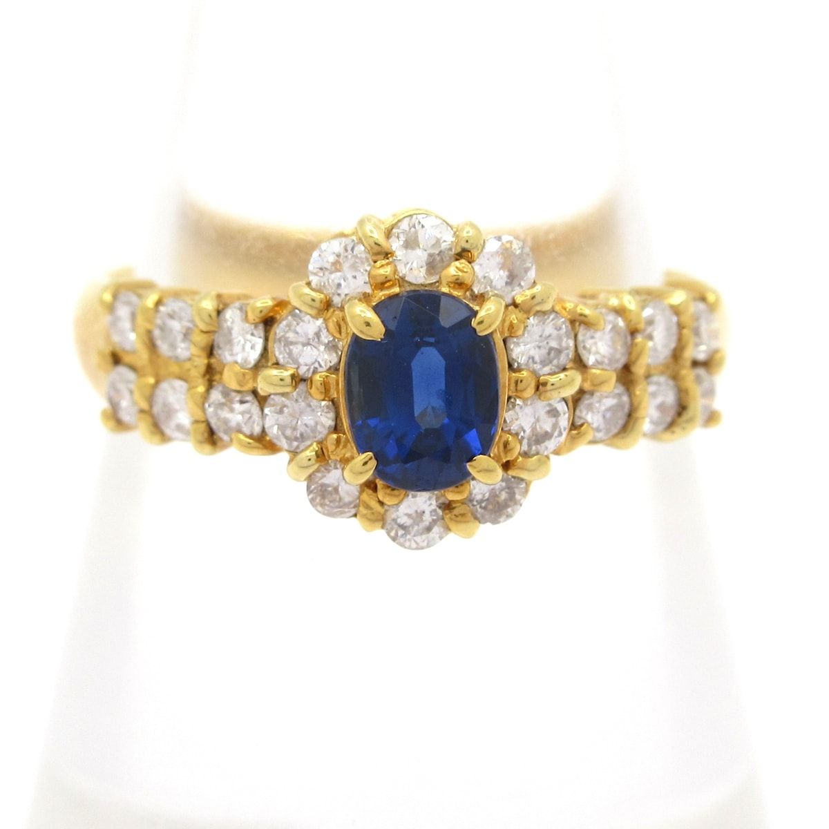 Unbranded ノーブランド リング K 18 YG ダイヤモンド ブルー 総重量 3 g D 0 43刻印 51刻印