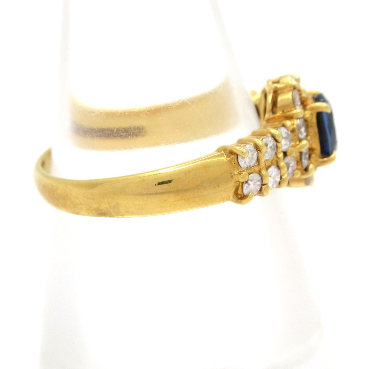 Unbranded ノーブランド リング K 18 YG×ダイヤモンド×ブルー 総重量 3.3 g D 0.43刻印 0.51刻印