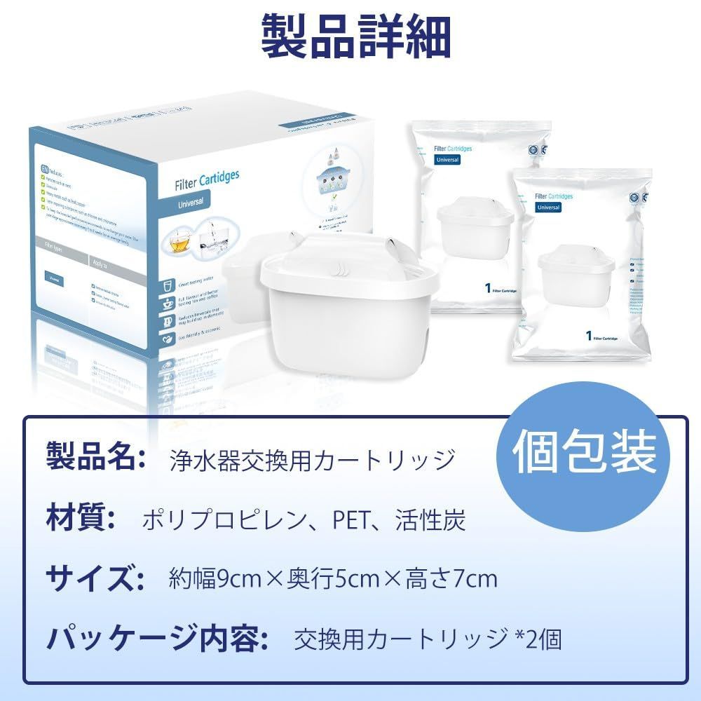 カートリッジ カートリッジ 高除去 浄水ポット用 フィルター 交換 浄水