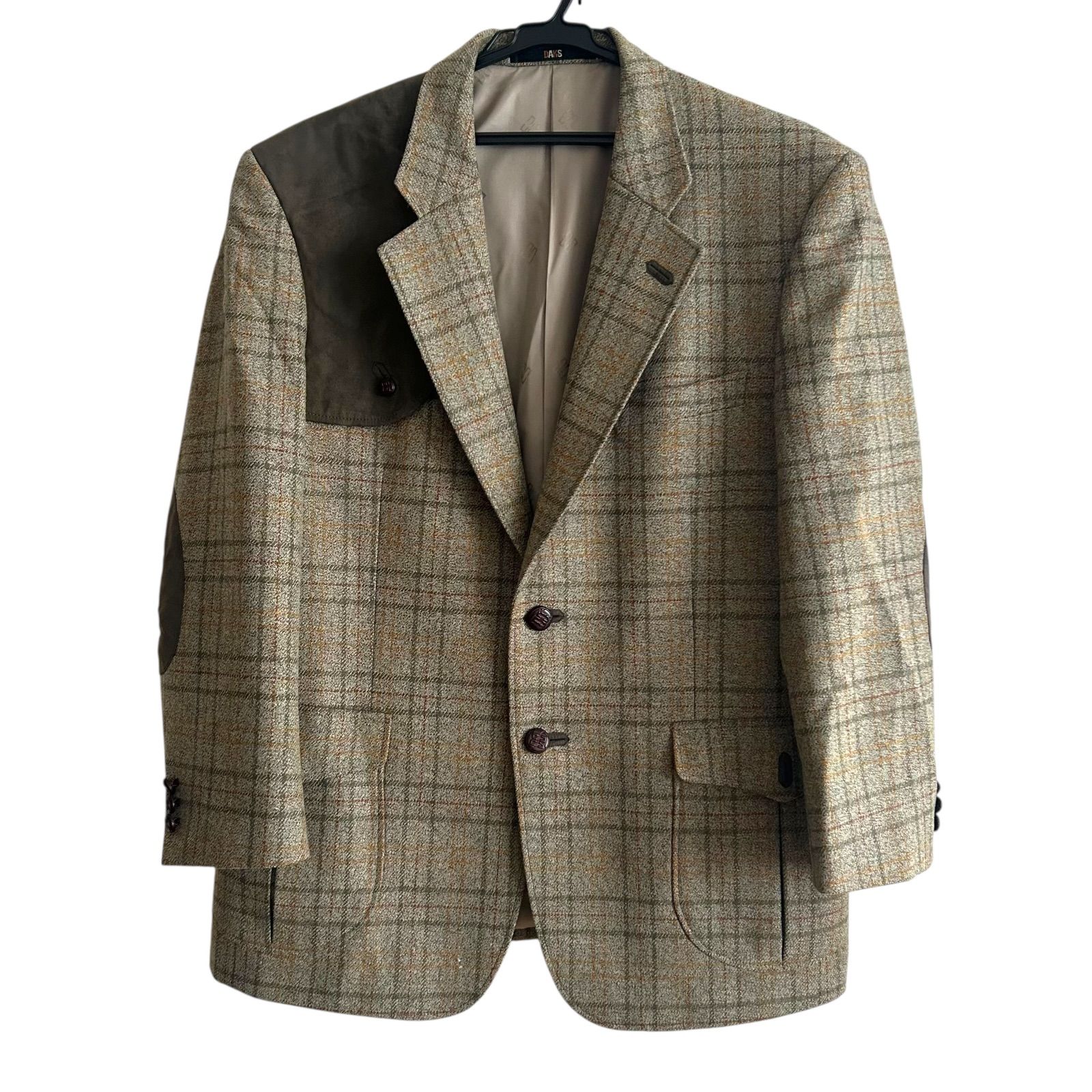 DAKS ダウンジャケット 15ABR ベージュ チェック柄 Unisex Color block check pattern reversible down jacket 男女兼用