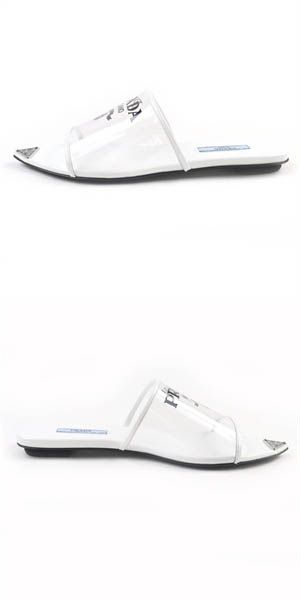 未使用品☆PRADA プラダ 1XX636 トライアングルロゴ レザー ミュール