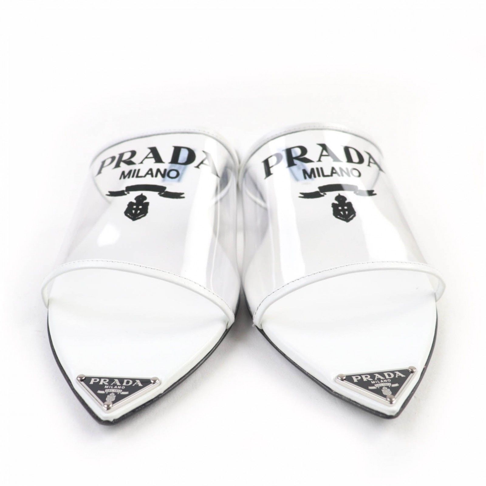 未使用品☆PRADA プラダ 1XX636 トライアングルロゴ レザー ミュール