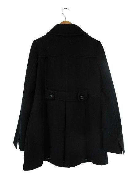 バーバリーブルーレーベル BLUE LABEL P コート ピーコート ジャケット Aライン ダブルブレスト 長袖 無地 ブラック サイズ38 正規 QQQ