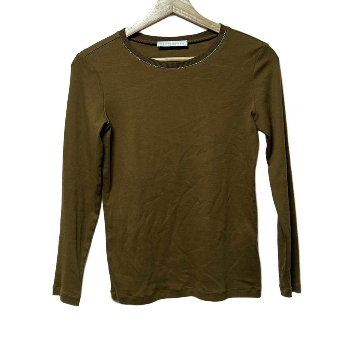 FABIANA FILIPPI ファビアーナフィリッピ 長袖カットソー サイズX X S レディース - ブラウン×シルバー クルーネック