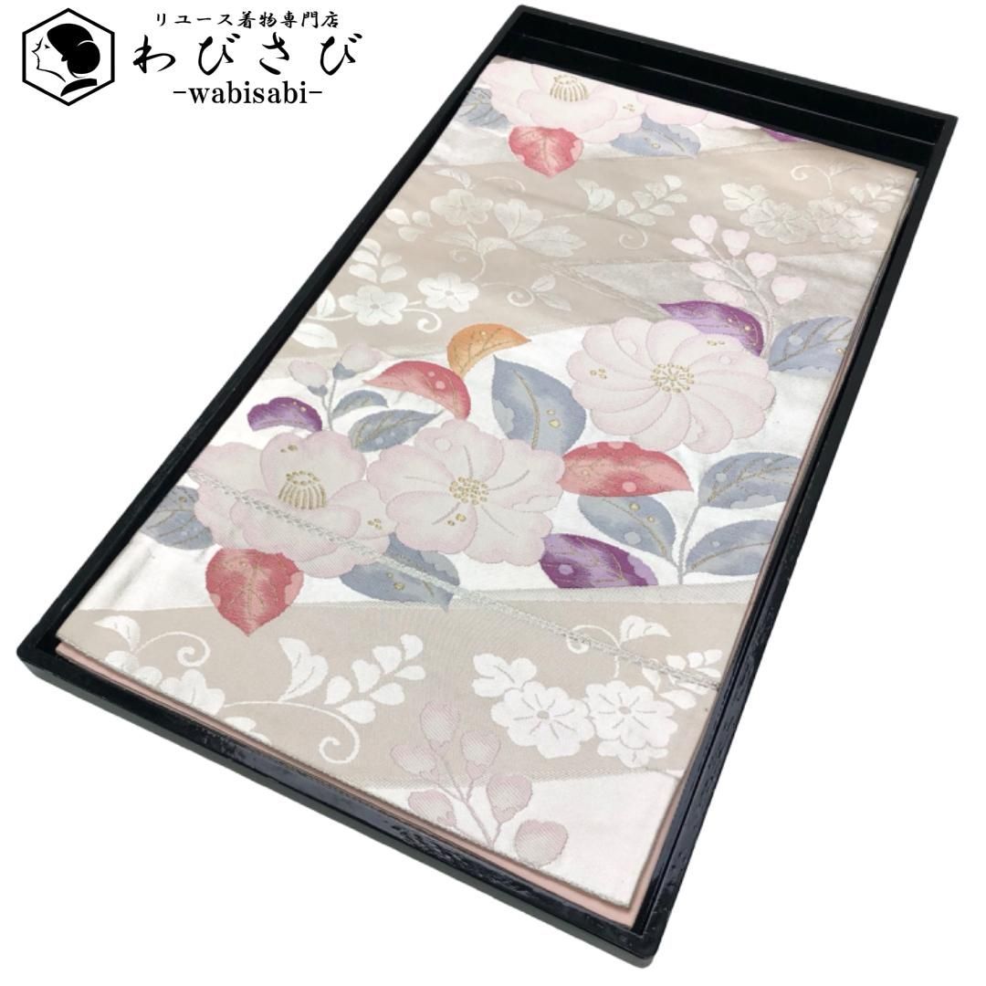 袋帯 辻が花 金銀糸 薄香色 O-5883 - メルカリ