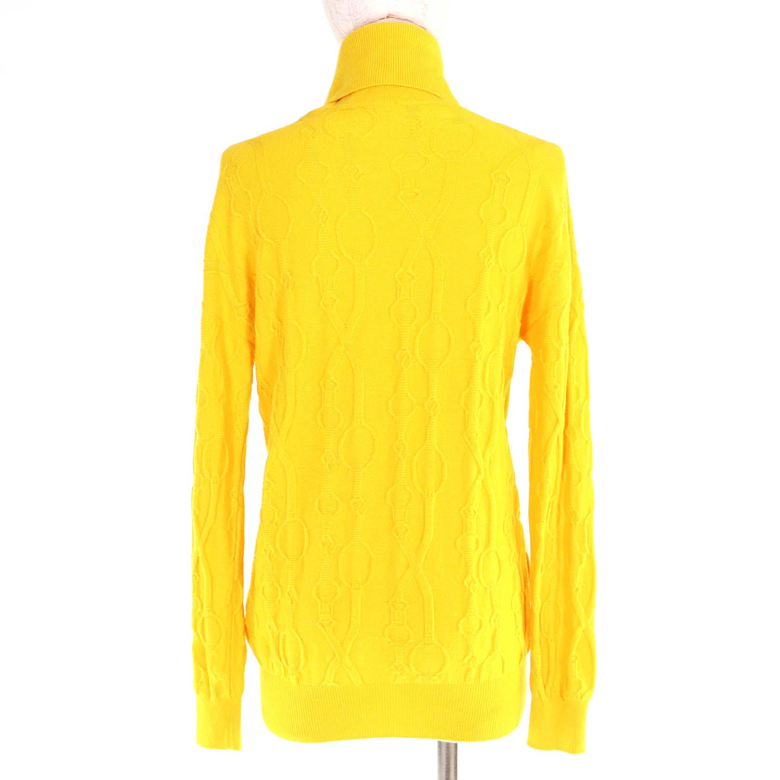 極美品△HERMES エルメス カシミヤ100％ チェーン柄編み