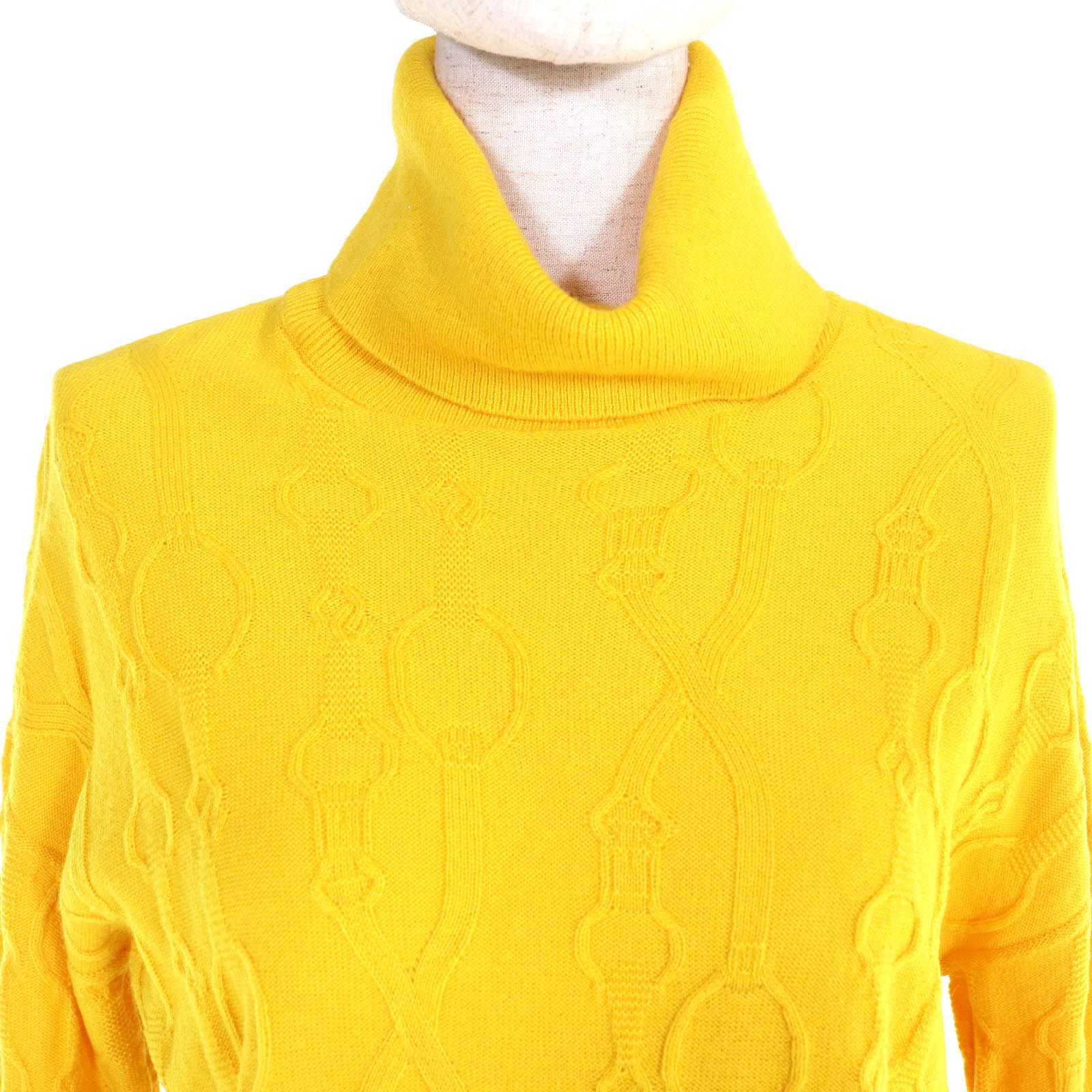 極美品△HERMES エルメス カシミヤ100％ チェーン柄編み