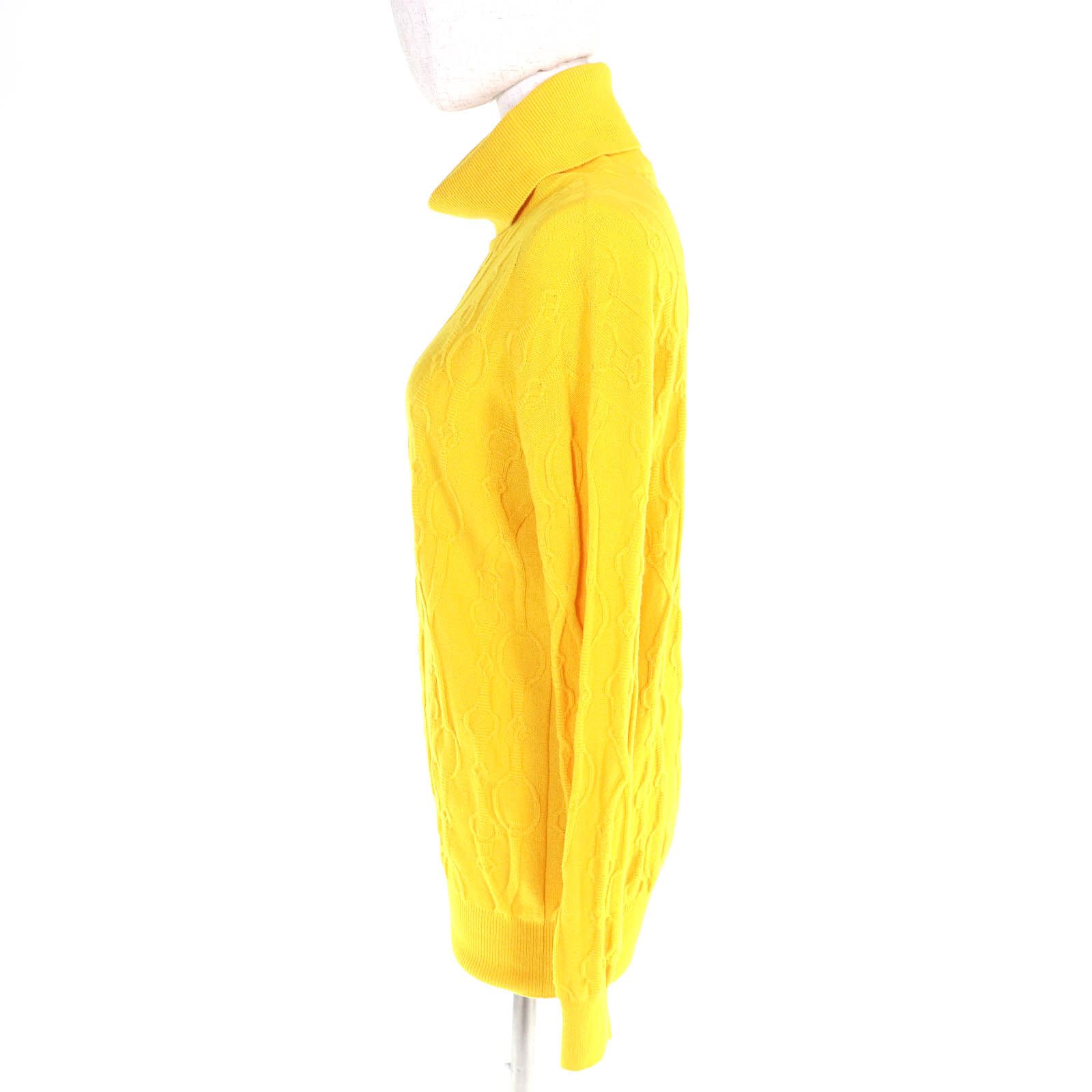 極美品△HERMES エルメス カシミヤ100％ チェーン柄編み