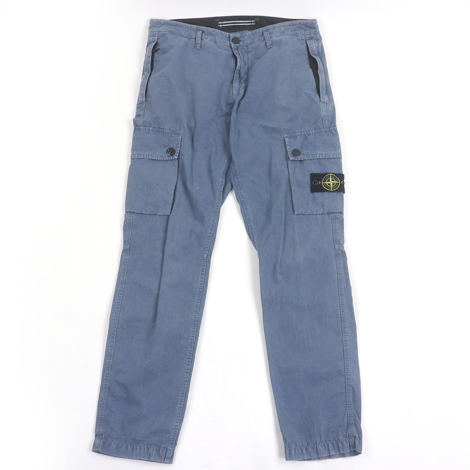 STONE ISLAND ストーンアイランド ガーメントダイ エフェクト ロゴパッチ ウォッシュコットン カーゴパンツ ブルー 32 メンズ