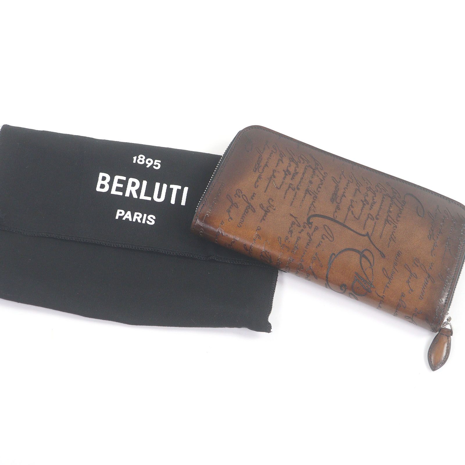 BERLUTI ベルルッティ 製 イタウバ ロングジップウォレット ヴェネチアカーフレザー カリグラフィ スクリット 長財布 ブラウン 保存袋付き イタリア製 メンズ 定価203 500円