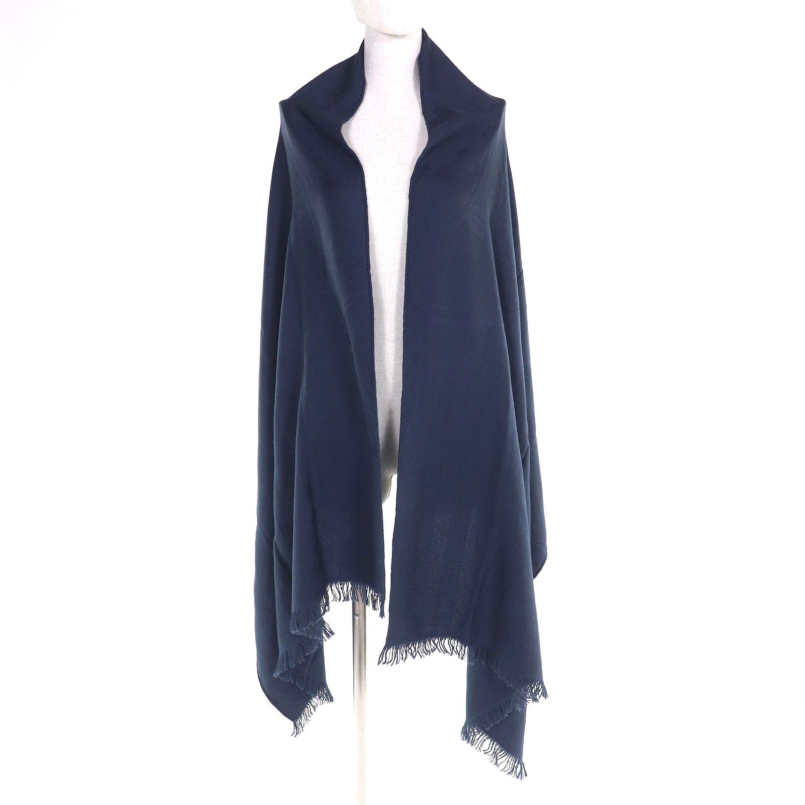 美品△HERMES エルメス ニューリブリス カシミヤ シルク ミニフリンジ