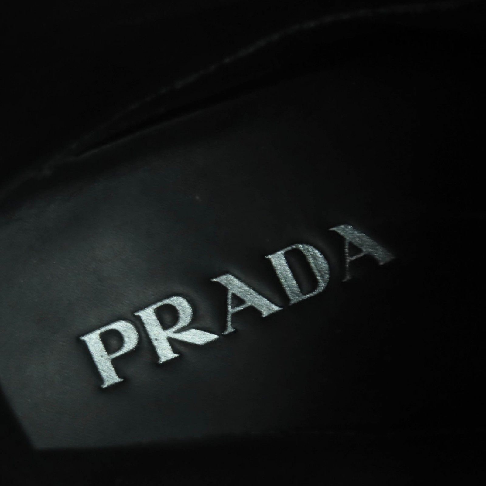  PRADA プラダ 1 U 635 N トライアングルロゴプレート付き ミドル丈 レザー ロングブーツ ブラック 36 イタリア製 レディース ロングブーツ ブーツ