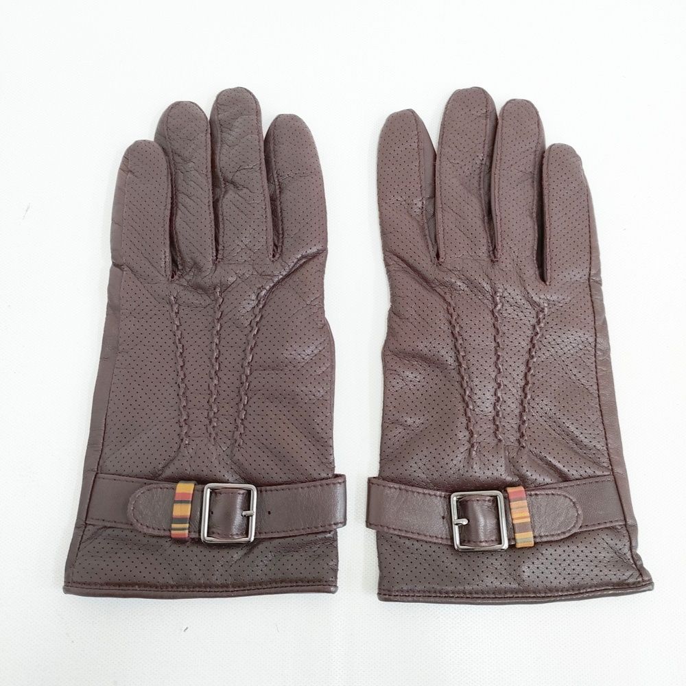 【美品】Paul Smith ポールスミス ラムレザー 手袋 カシミヤ ブラウン Paul Smith 羊革 ラムレザー カシミヤ 24cm 手袋 ブラウン メンズ