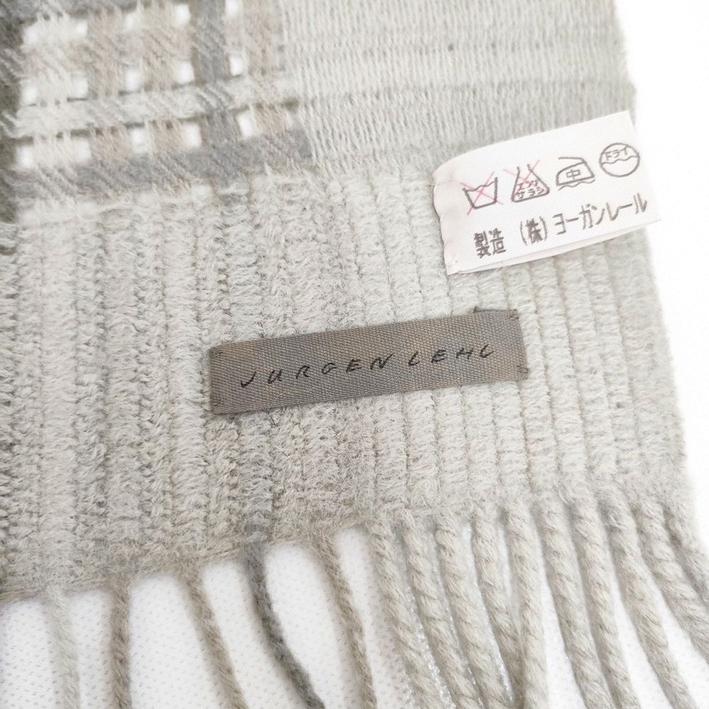 JURGEN LEHL ウール 大判 フリンジ マフラー ストール ベージュ レディース ヨーガンレール 5-1202 T