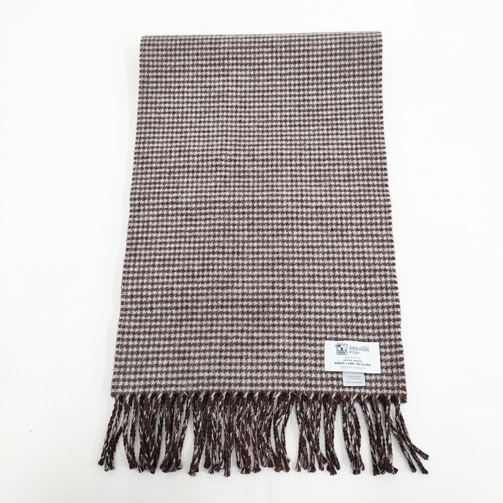OF ELGIN green label relaxing 別注 カシミア混 リバーシブルマフラー チェック マフラー ホワイト ブラウン レディース ジョンストンズオブ エルガン グリーンレーベルリラクシング 5-1202 T