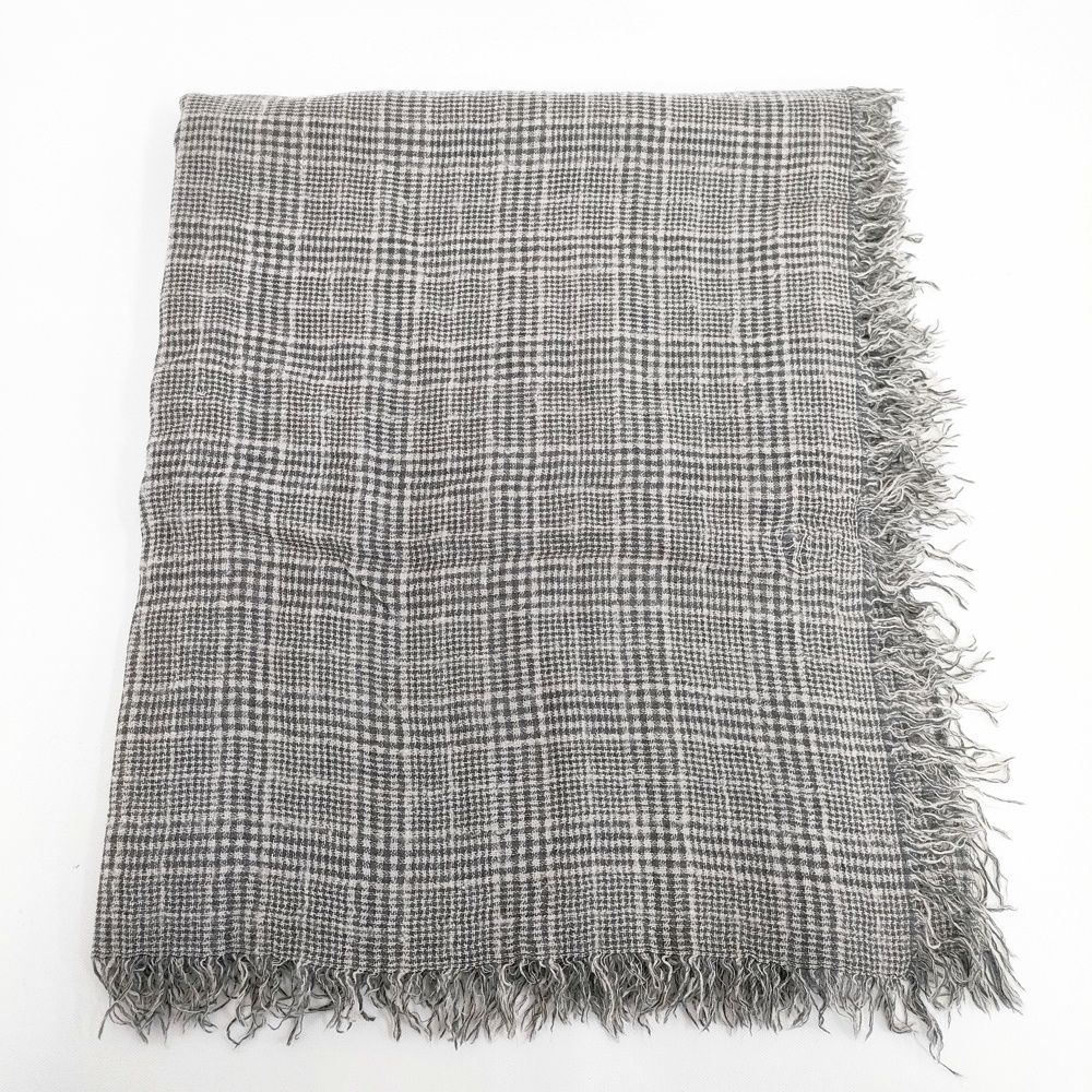 Faliero Sarti イタリア製 ウールシルク チェック 大判 ストール グレー ベージュ レディース ファリエロサルティ 5-1202 T