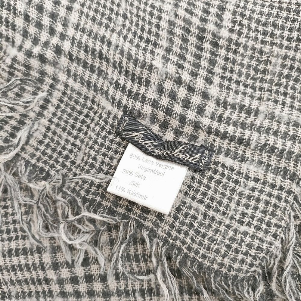 Faliero Sarti イタリア製 ウールシルク チェック 大判 ストール グレー ベージュ レディース ファリエロサルティ 5-1202 T