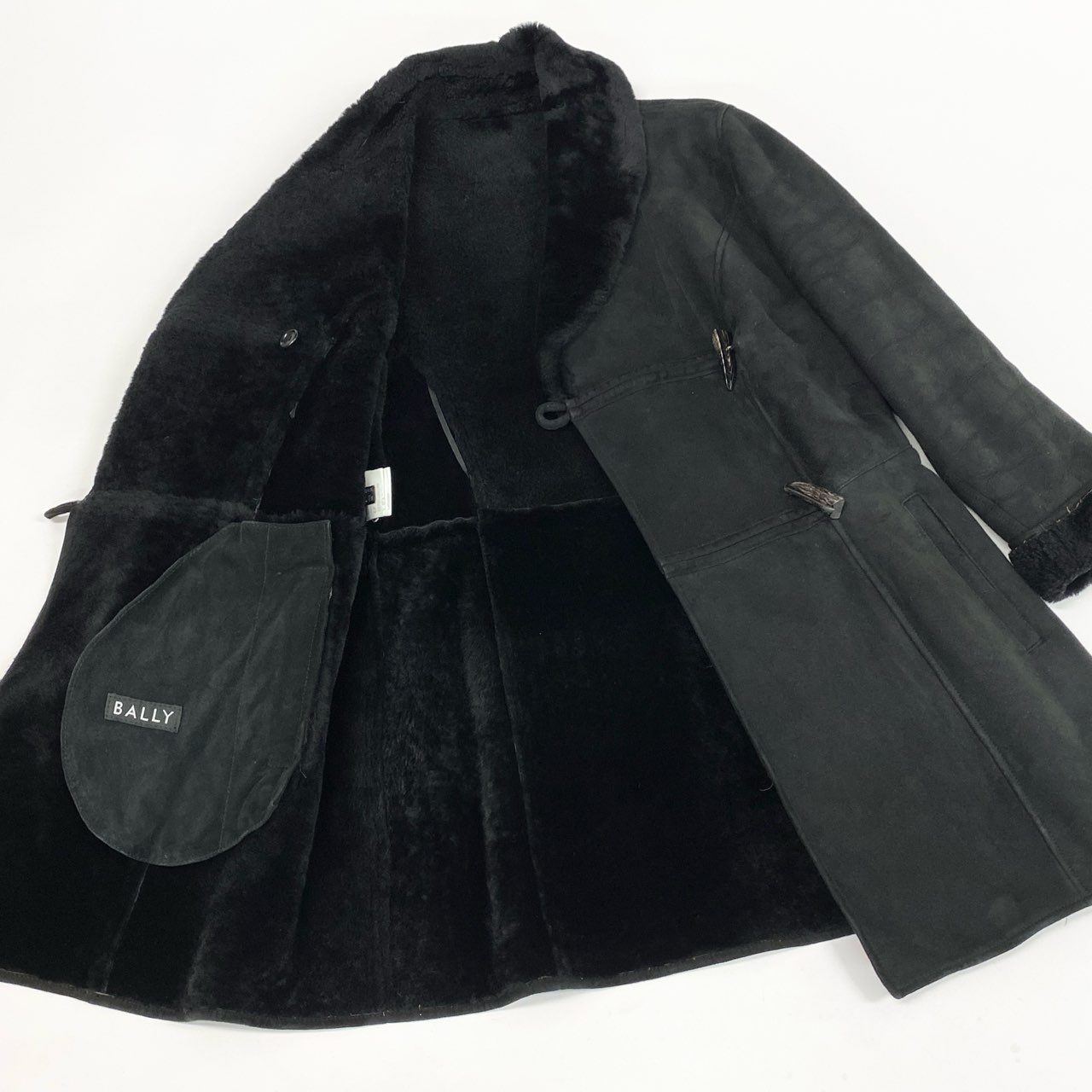 60L16 BALLY バリー ムートンコート レザーコート ダブル トグルボタン