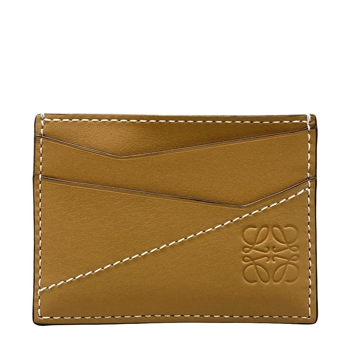 LOEWE ロエベ カードケース パズル ステッチ プレーン カードホルダー ベージュ レザー