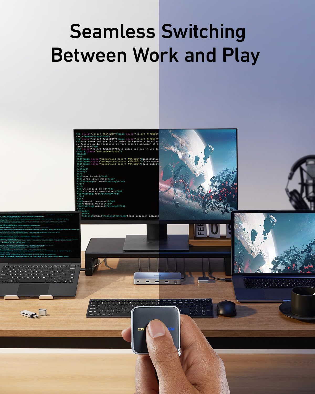 Anker ドッキングステーション KVMスイッチ ノートパソコン2台用 デュアル4 Kモニター 554 USB Cドッキングステーション HDMIとDisplayPort付き 最大100 W PD 3 0 Lenovoノートパソコン MacBook i