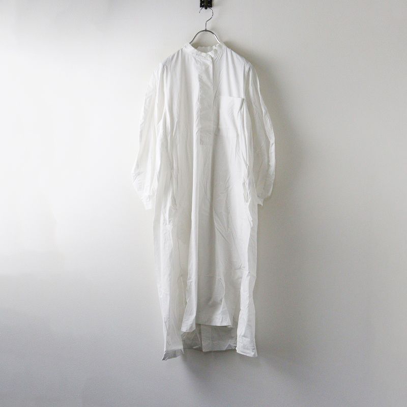 エンフォルド ENFOLD コットンストレッチバンド ワンピース 36 ホワイト ドレス プルオーバー スリット ロン