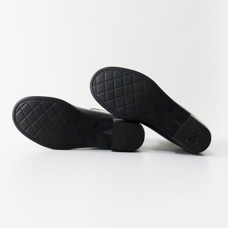 シャネル CHANEL カメリア ココマーク レインブーツ 36＼ブラック