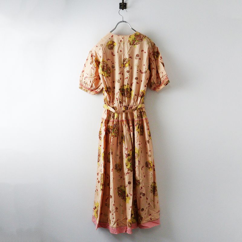 Archive ピンクハウス PINK HOUSE スイーツバスケットpt シャーリング刺繍 ロング フ ワンピース サーモンピンク┃