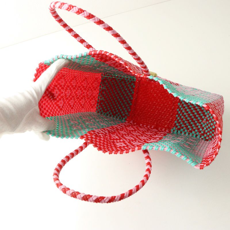 美品 レトラ Letra メルカドバッグ＼レッド系 かごバッグ トートバッグ