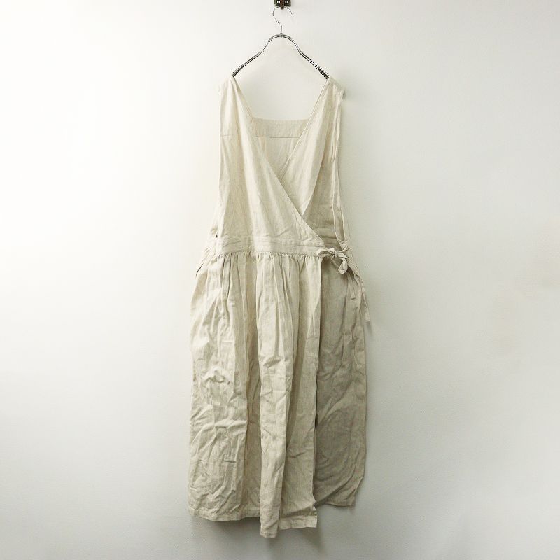 イチアンティークス ICHI Antiquites コットンリネン エプロンワンピース‖ライトベージュ ドレス ロング フ