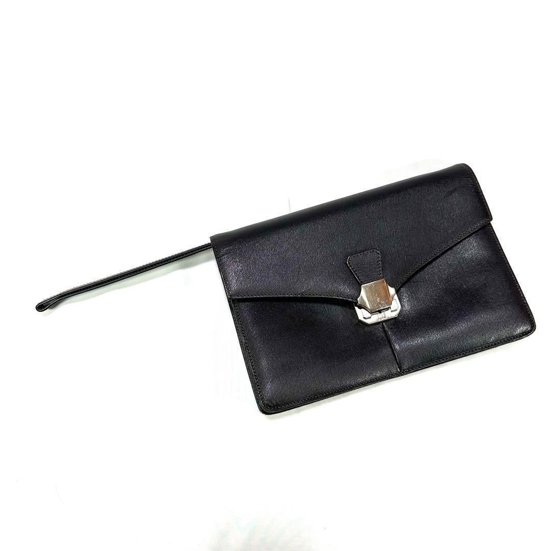 dunhill ダンヒル セカンドバッグ サイドカー 黒 ブラック レザー ロゴ