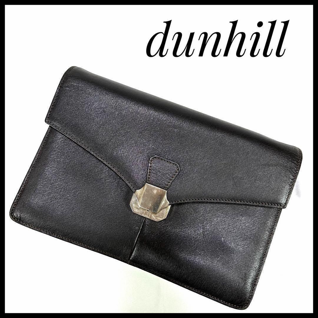 dunhill ダンヒル セカンドバッグ サイドカー 黒 ブラック レザー ロゴ
