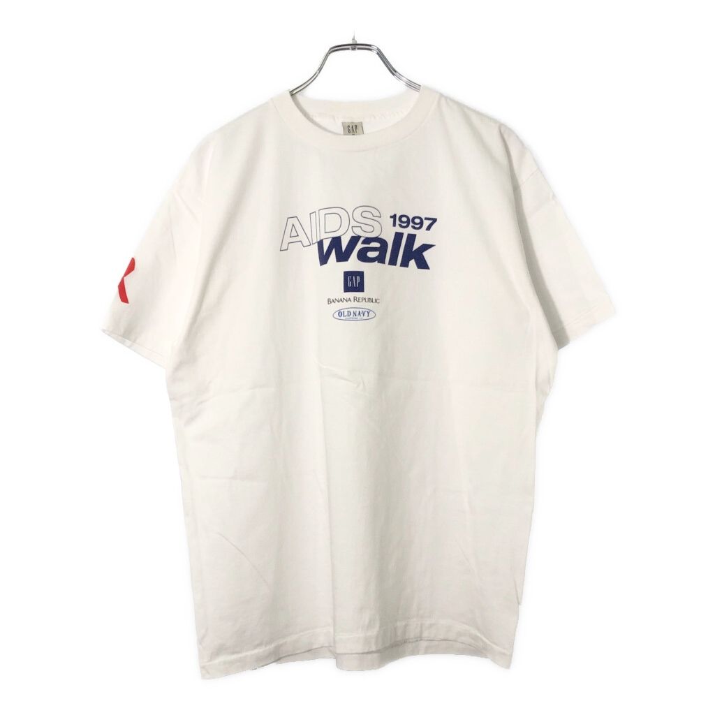 90年代 GAP ギャップ AIDS WALK 1997 半袖Ｔシャツ ホワイト メンズ M 古着 V 9358