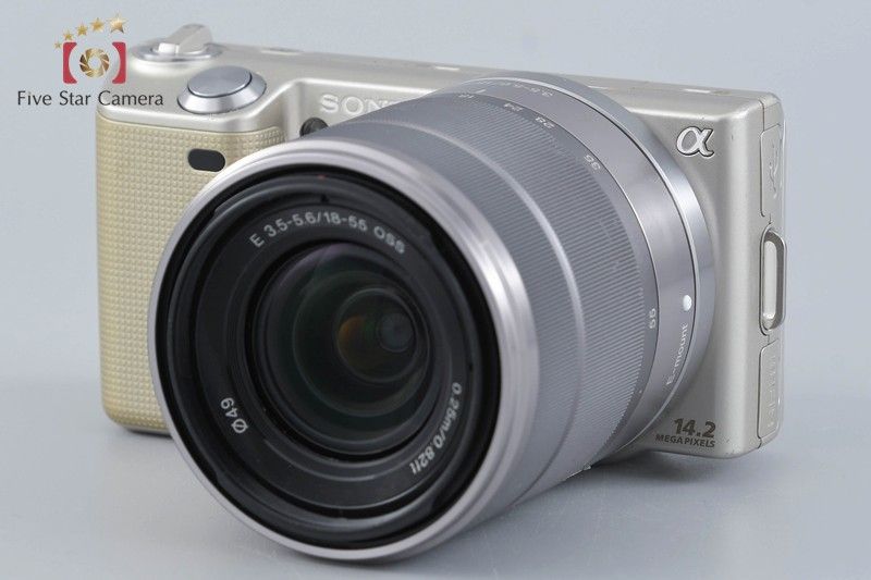 SONY ソニー α NEX 5 ゴールド E 18 55 mm f 3 6 OSS SEL 1855 シルバー ミラーレスカメラ