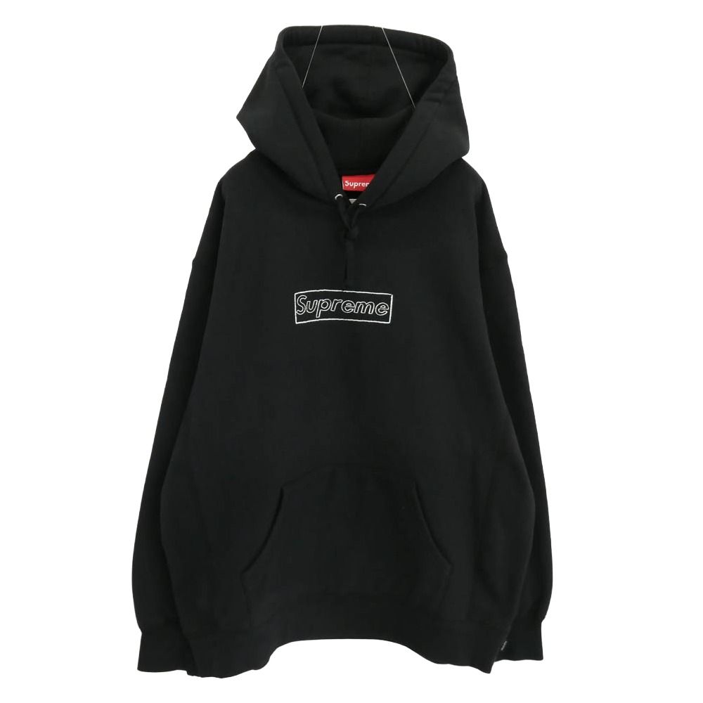 Supreme シュプリーム 21 SS KAWS カウズ Chalk Logo Hooded Sweatshirt チョークロゴ ボックスロゴ プルオーバー パーカー フーディー ブラック系 L