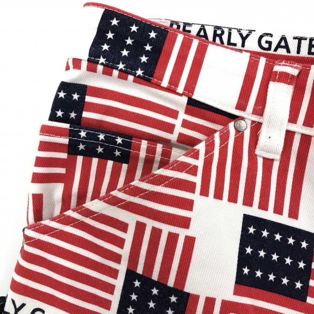 パーリーゲイツ パンツ 白×レッド×ネイビー 星条旗柄 ストレッチ
