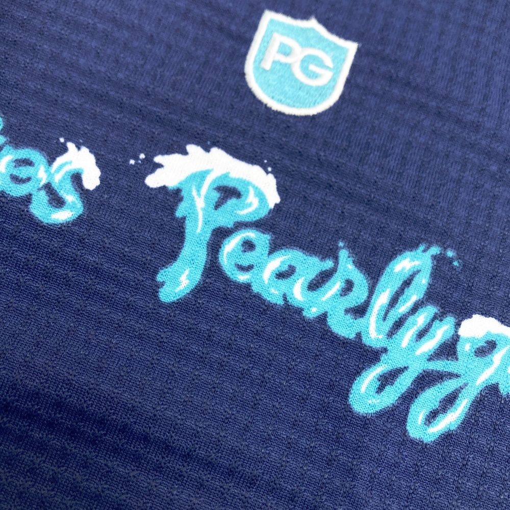 サイズ 2 PEARLY GATES パーリーゲイツ 055 1160522 半袖ポロシャツ ロゴ総柄 ネイビー系 ゴルフウェア レディース ストスト フェアウェイウッド ゴルフクラブ活動