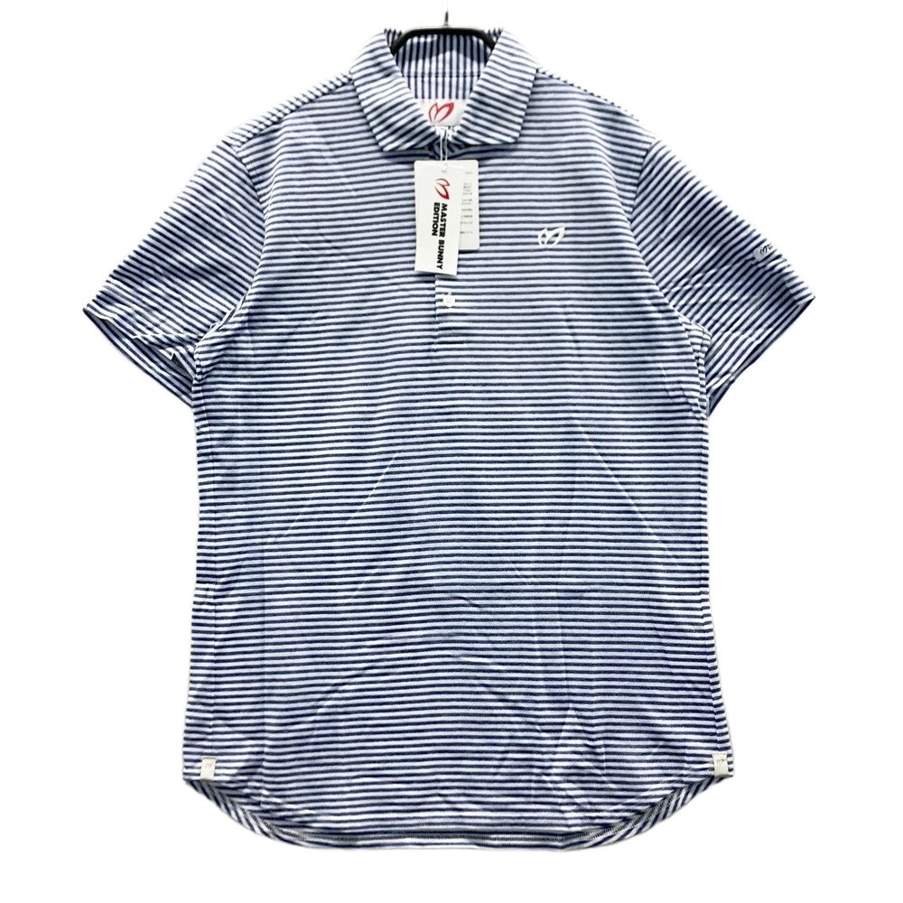 サイズ 5 MASTER BUNNY EDITION マスターバニーエディション 半袖ポロシャツ ボーダー ブルー系 ゴルフウェア メンズ ストスト