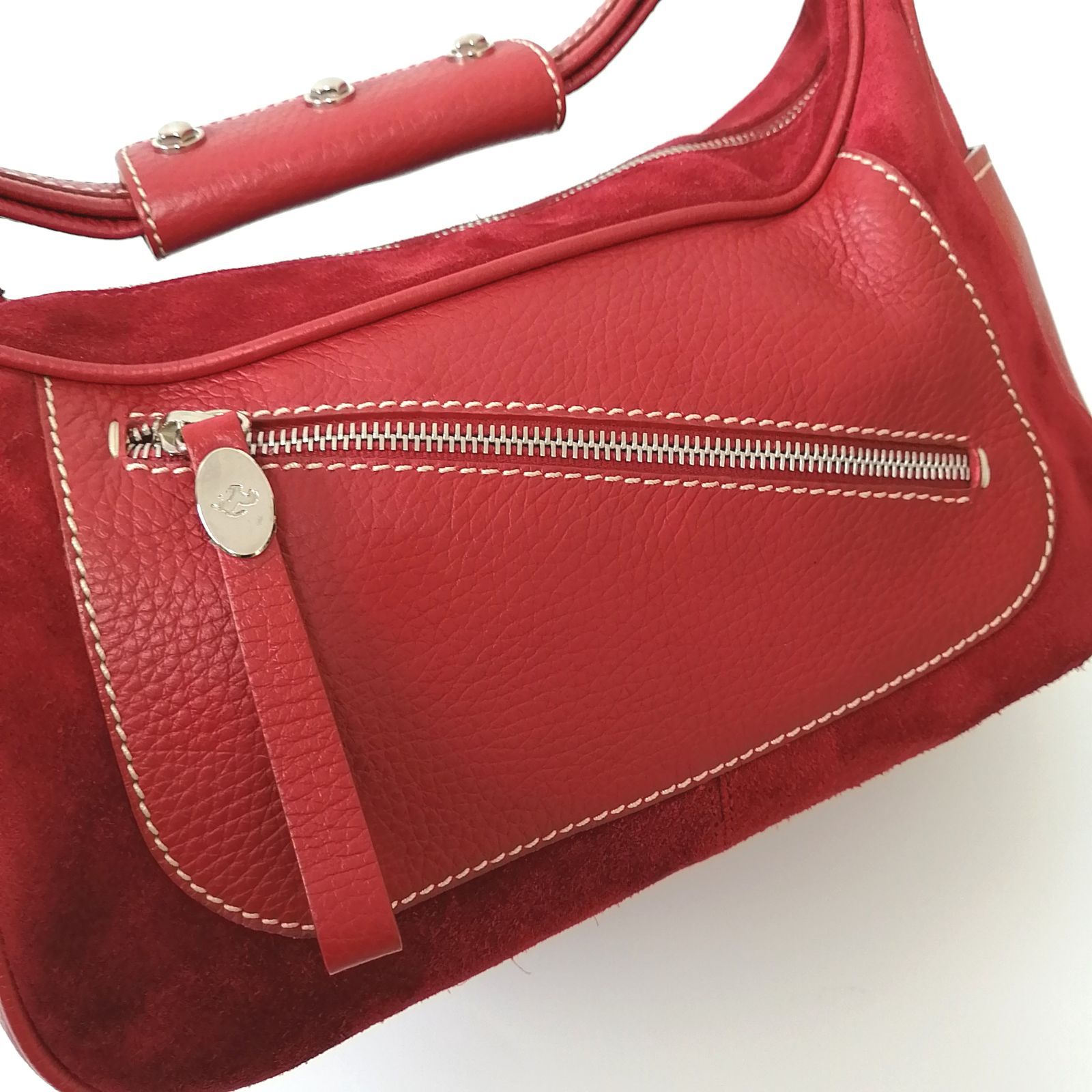 【美品】 TOD'S Ferrari トッズ フェラーリ レザー ハンドバッグ 美品 トッズ TOD'S フェラーリコラボ ハンドバッグ スエード 赤 229