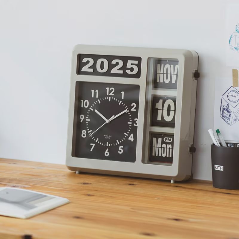 RELAX Flip Calender Clock FROSTY GRAY フロスティ グレイ